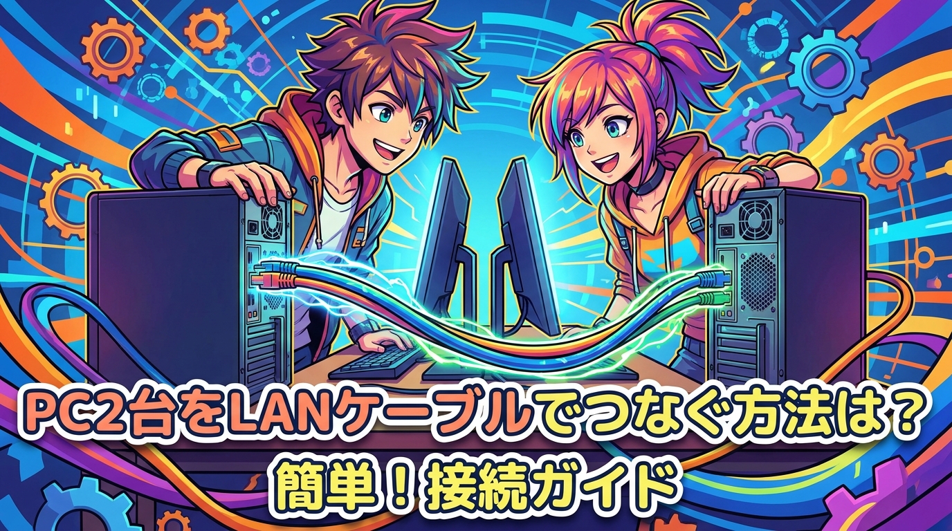 PC2台をLANケーブルでつなぐ方法は?
