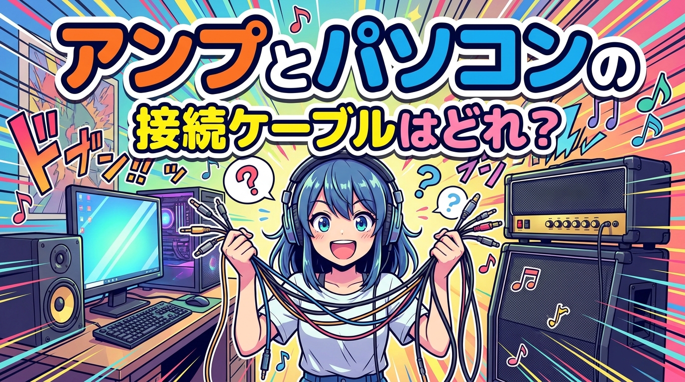 アンプとパソコンの接続ケーブルはどれ？