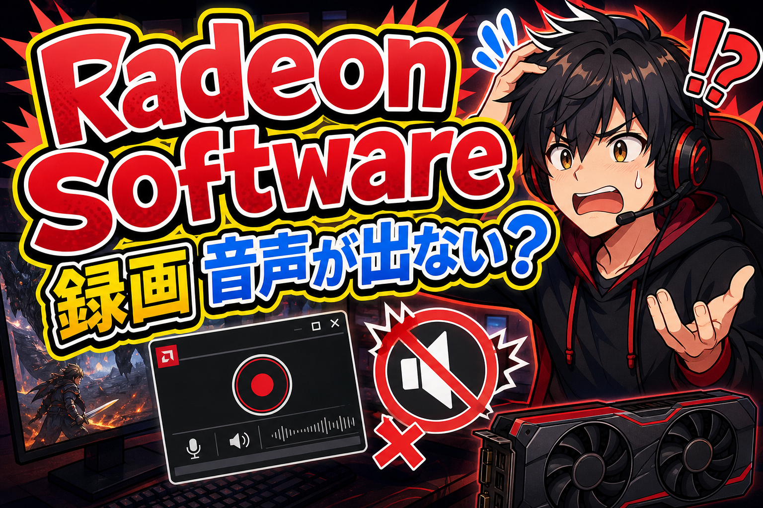 radeon software 録画 音声が出ない?