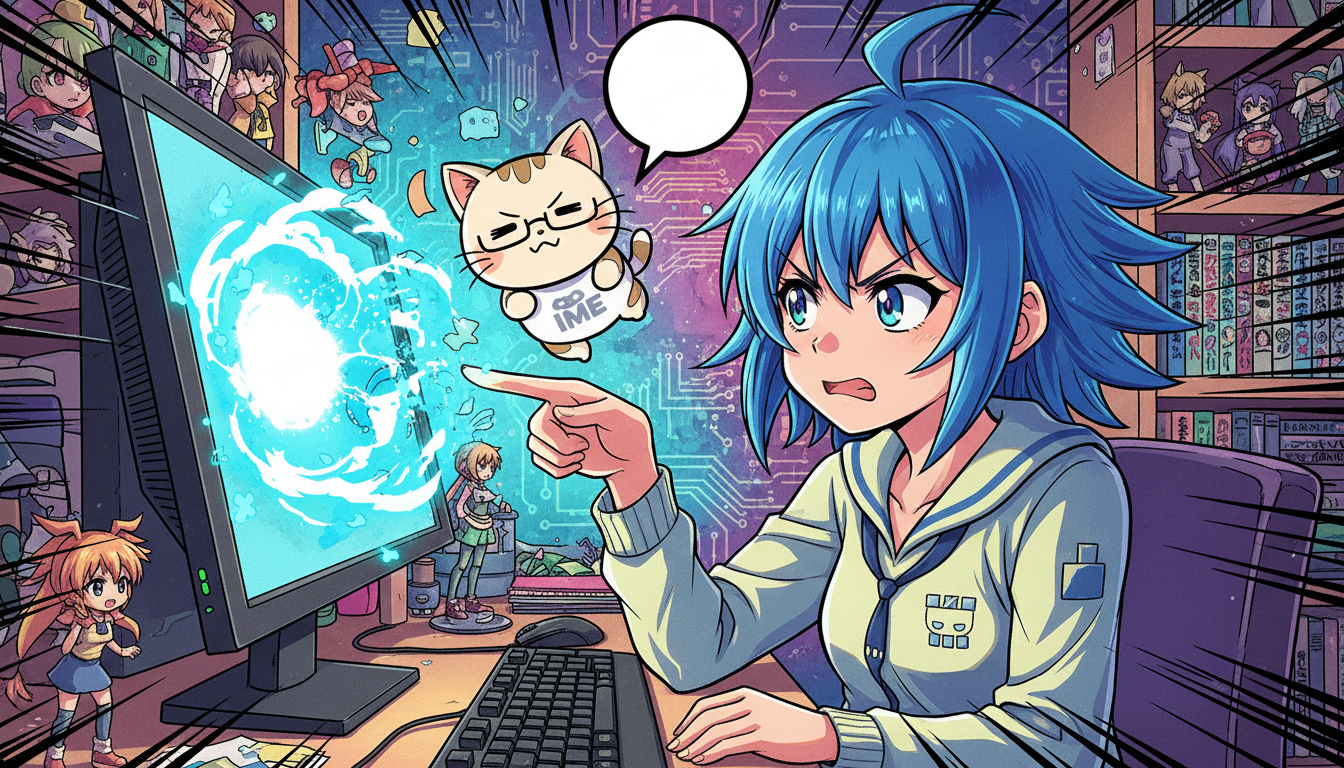 画面左上に文字が出る原因はIMEの仕様