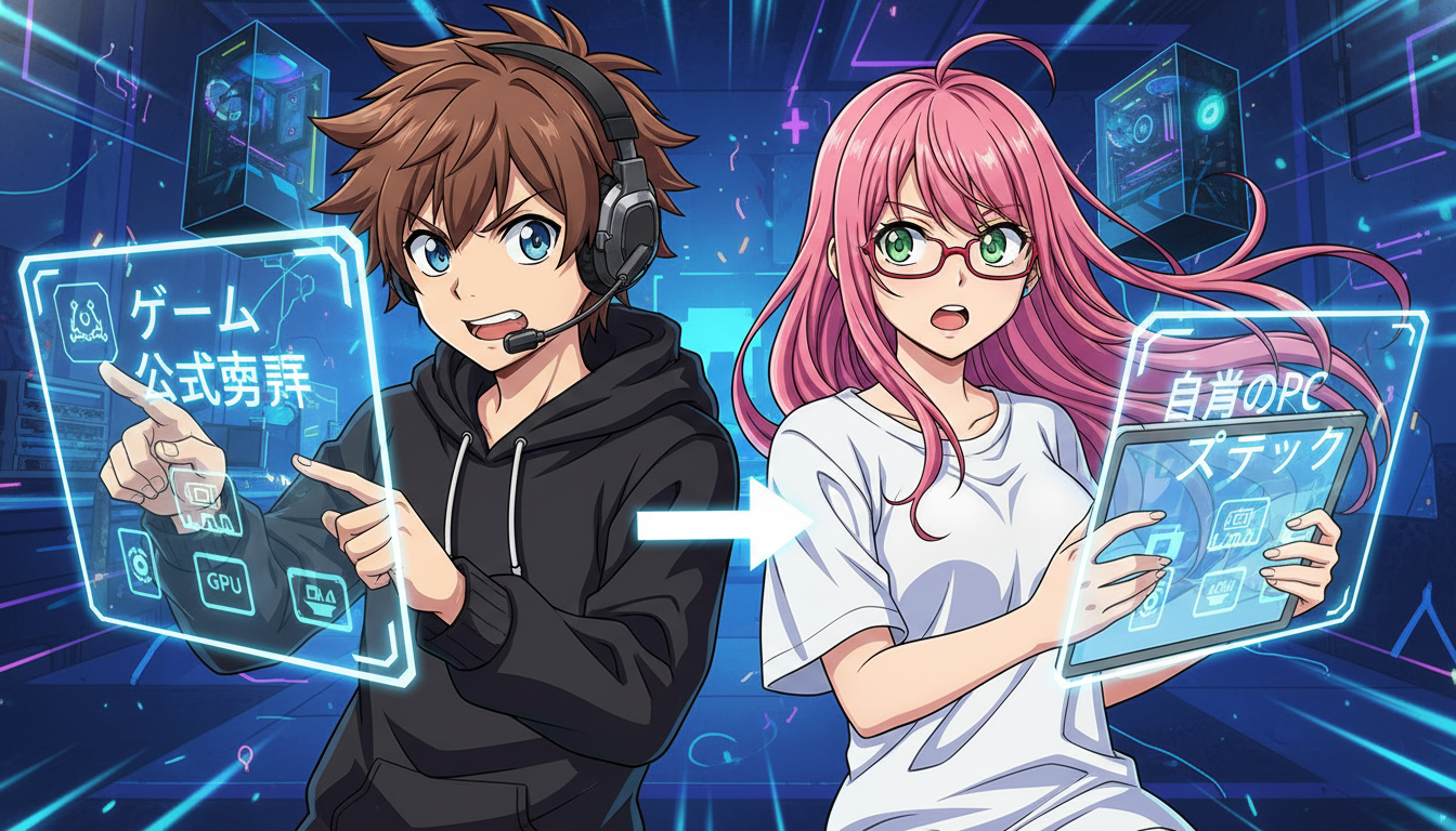 自分のPCとゲームの公式要件を見比べよう