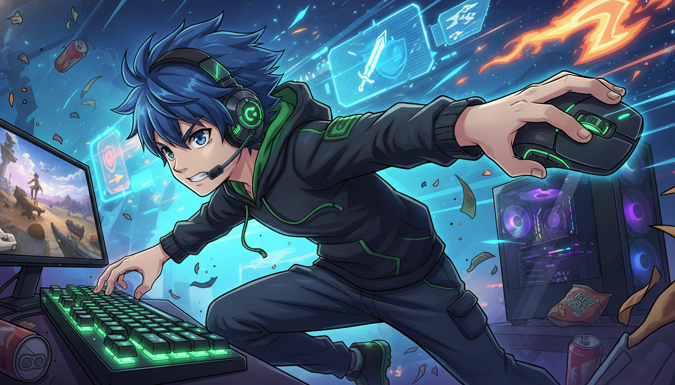 PCゲームの基本は「左手キーボード・右手マウス」だよ