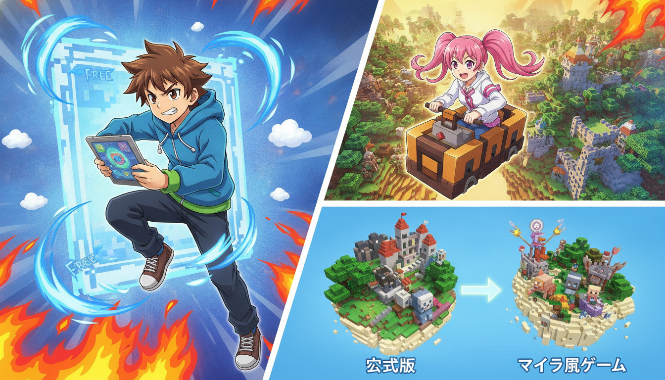 無料で遊べるのは公式版とマイクラ風ゲームの2種類！