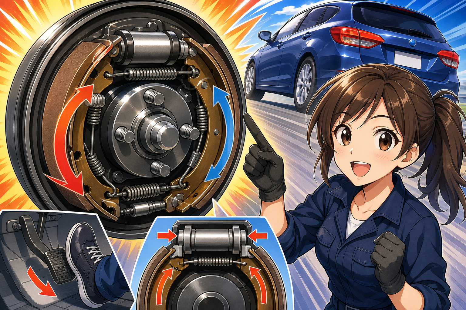 ブレーキの基本形！2つのシューでしっかり止める仕組み